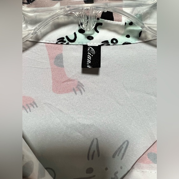 Qianmo Ge giraffe print dress. Side zipper. Button up from waist D2 - Picture 6 of 8